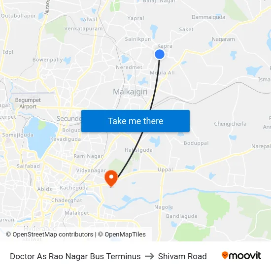 Doctor As Rao Nagar Bus Terminus to Shivam Road map