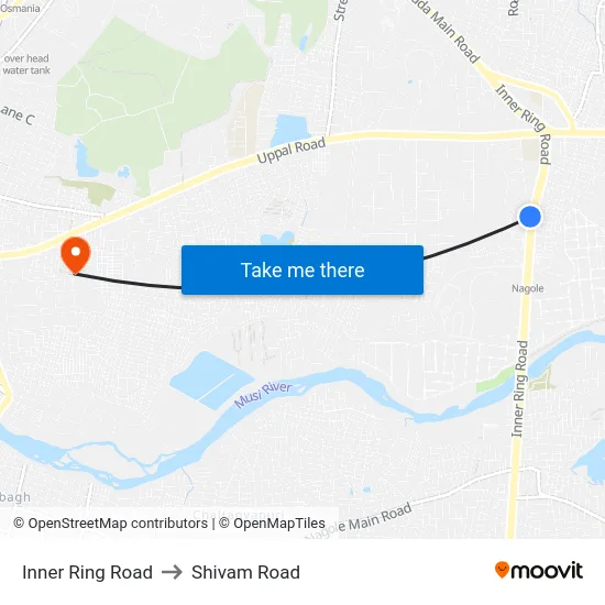 Inner Ring Road to Shivam Road map