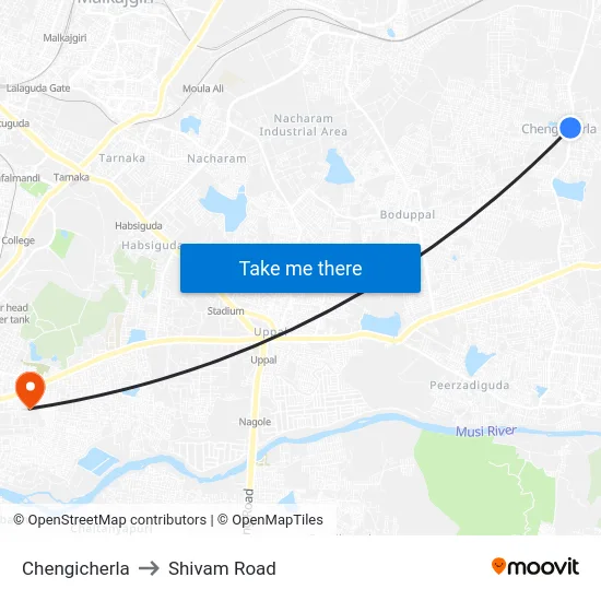 Chengicherla to Shivam Road map