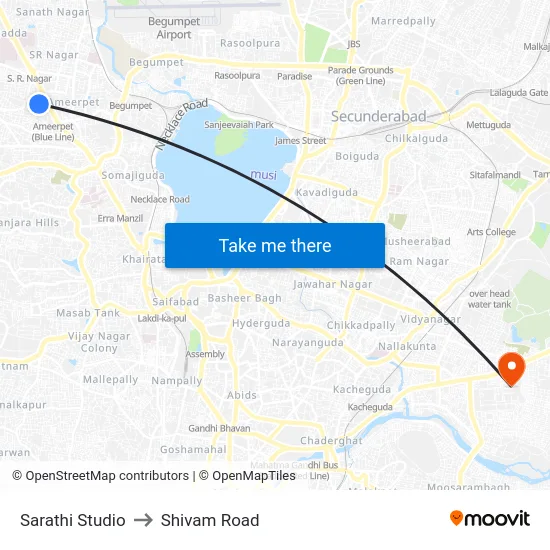 Sarathi Studio to Shivam Road map