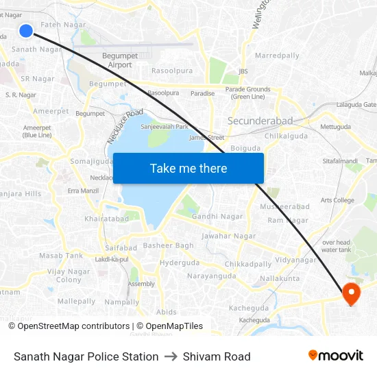Sanath Nagar Police Station to Shivam Road map