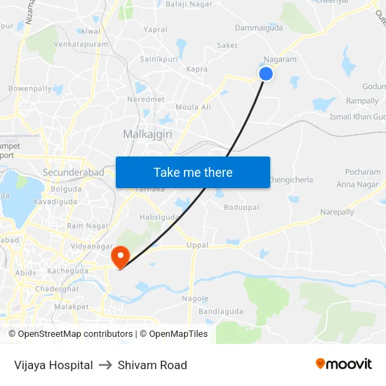 Vijaya Hospital to Shivam Road map