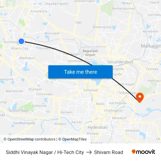 Siddhi Vinayak Nagar / Hi-Tech City to Shivam Road map