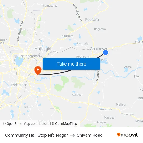 Community Hall Stop Nfc Nagar to Shivam Road map