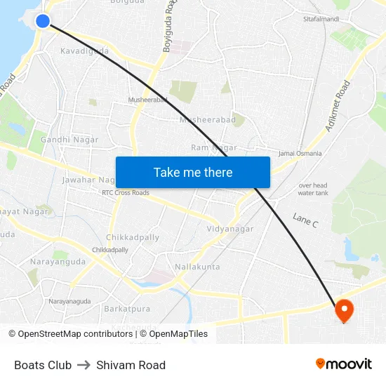 Boats Club to Shivam Road map