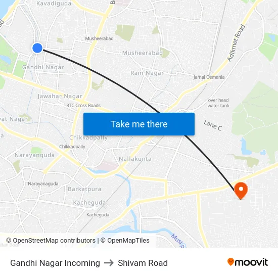 Gandhi Nagar Incoming to Shivam Road map