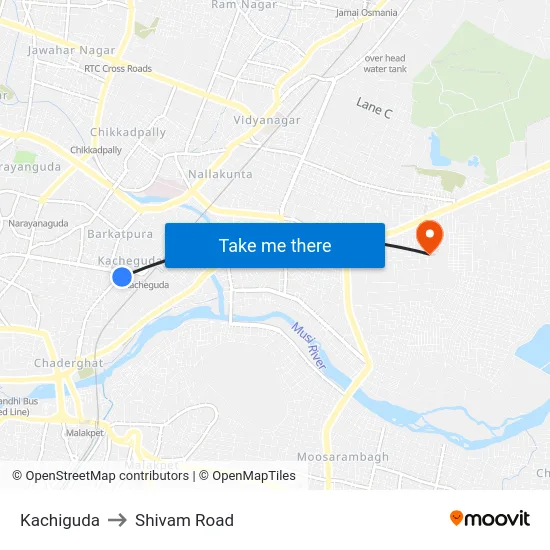 Kachiguda to Shivam Road map