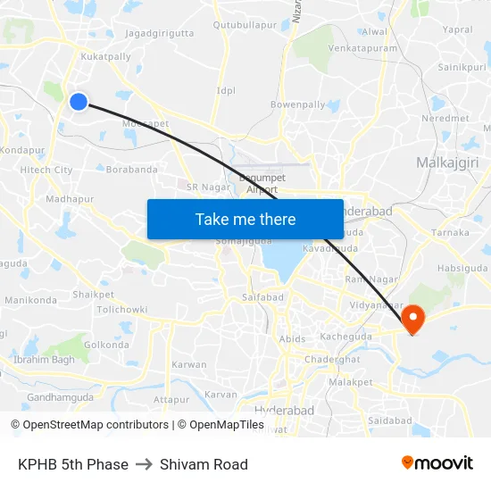 KPHB 5th Phase to Shivam Road map