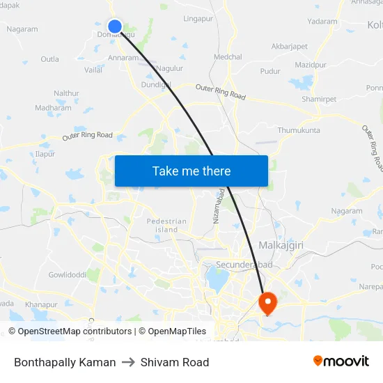 Bonthapally Kaman to Shivam Road map
