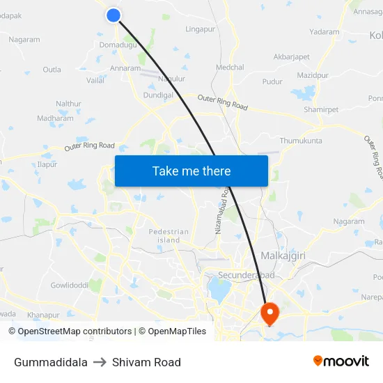 Gummadidala to Shivam Road map