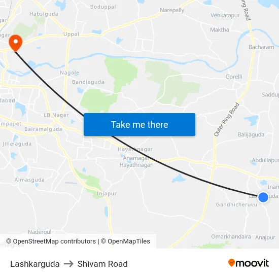 Lashkarguda to Shivam Road map