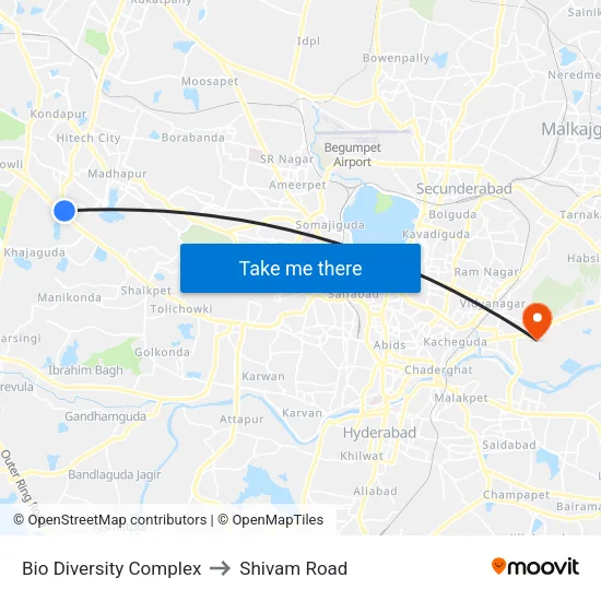 Bio Diversity Complex to Shivam Road map
