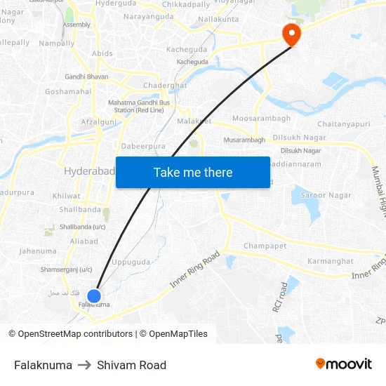 Falaknuma to Shivam Road map