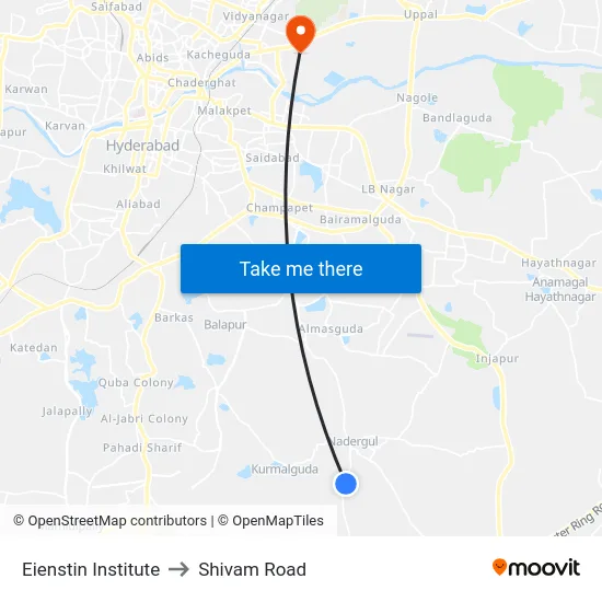 Eienstin Institute to Shivam Road map