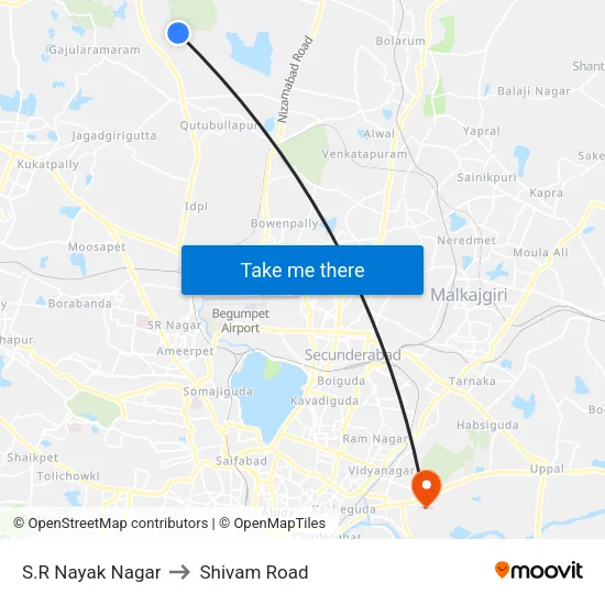 S.R Nayak Nagar to Shivam Road map