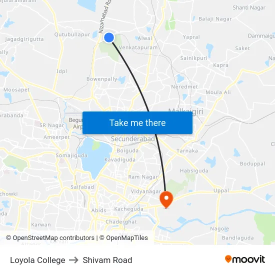 Loyola College to Shivam Road map