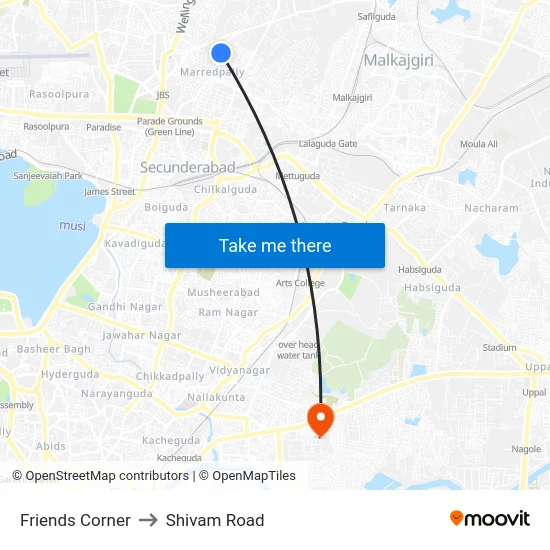 Friends Corner to Shivam Road map