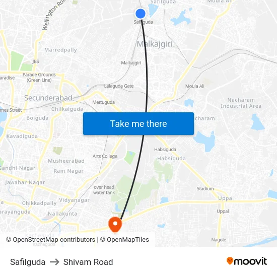 Safilguda to Shivam Road map