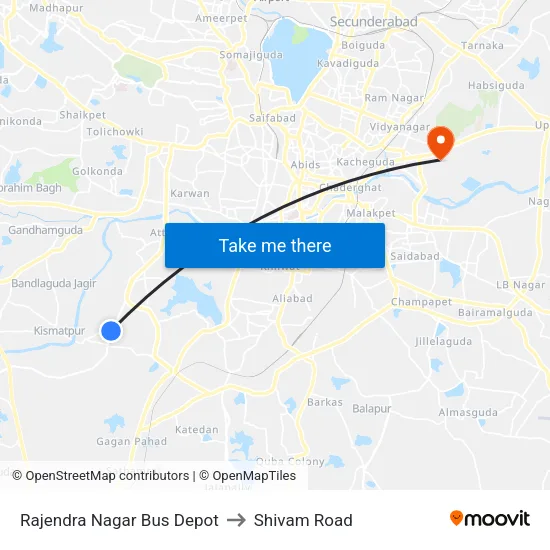 Rajendra Nagar Bus Depot to Shivam Road map