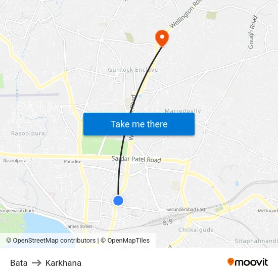 Bata to Karkhana map