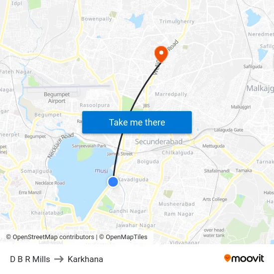 D B R Mills to Karkhana map