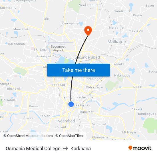 Osmania Medical College to Karkhana map