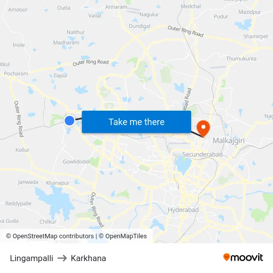 Lingampalli to Karkhana map