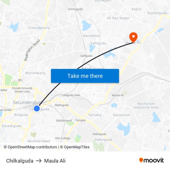 Chilkalguda to Maula Ali map