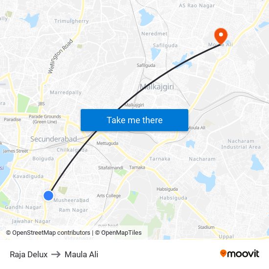 Raja Delux to Maula Ali map