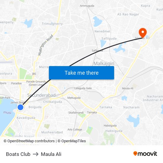 Boats Club to Maula Ali map