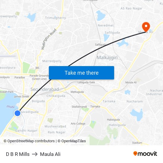 D B R Mills to Maula Ali map