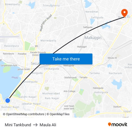 Mini Tankbund to Maula Ali map