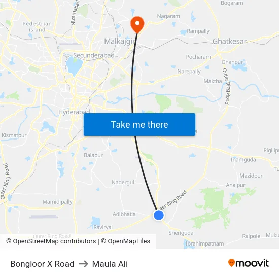 Bongloor X Road to Maula Ali map
