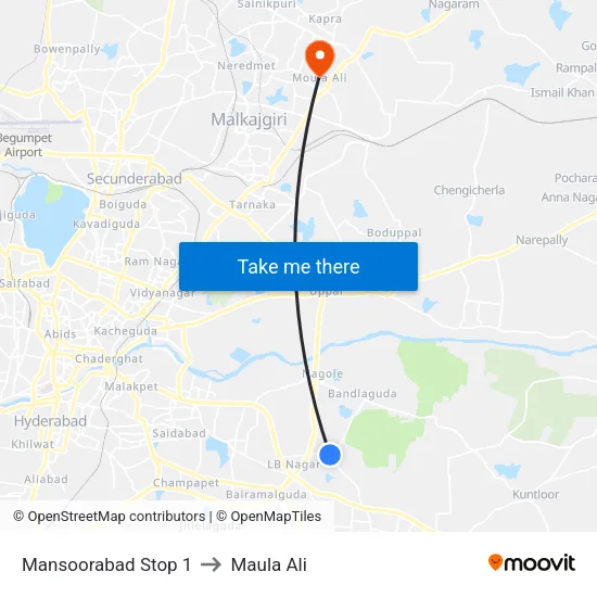 Mansoorabad Stop 1 to Maula Ali map