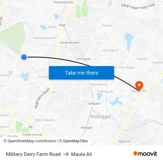 Military Dairy Farm Road to Maula Ali map