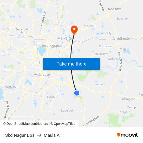 Skd Nagar Dps to Maula Ali map