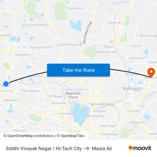 Siddhi Vinayak Nagar / Hi-Tech City to Maula Ali map