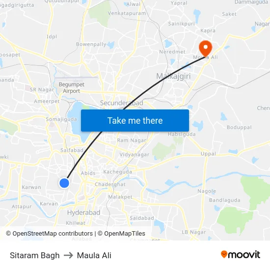Sitaram Bagh to Maula Ali map