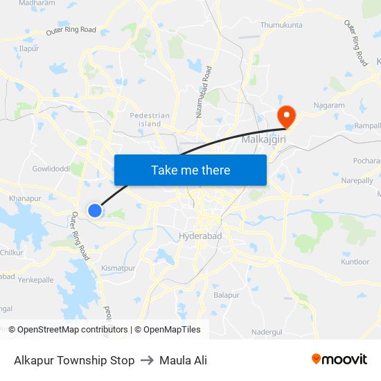 Alkapur Township Stop to Maula Ali map