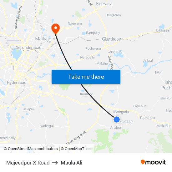 Majeedpur X Road to Maula Ali map