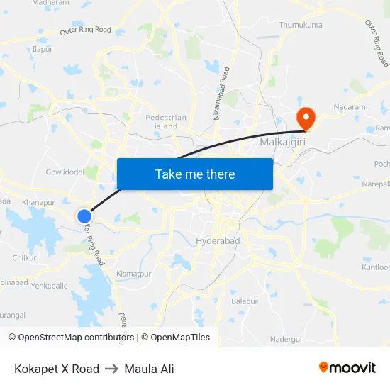 Kokapet X Road to Maula Ali map