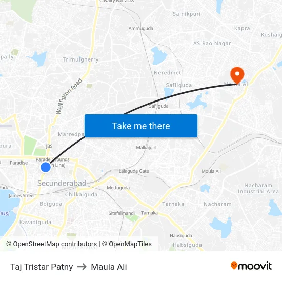 Taj Tristar Patny to Maula Ali map