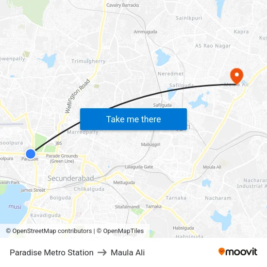 Paradise Metro Station to Maula Ali map