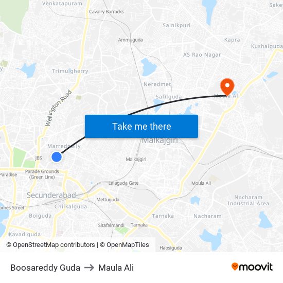 Boosareddy Guda to Maula Ali map