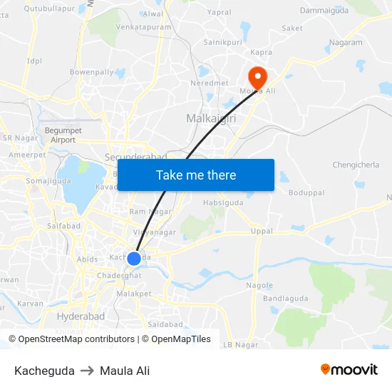 Kacheguda to Maula Ali map