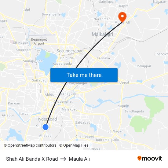 Shah Ali Banda X Road to Maula Ali map