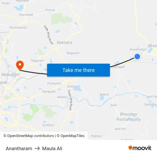 Anantharam to Maula Ali map