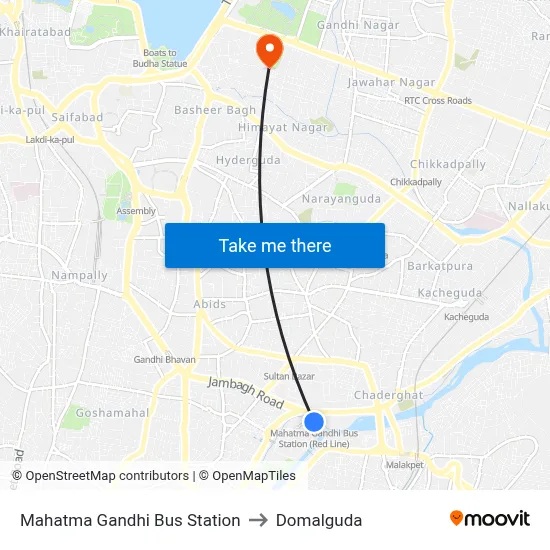 Mahatma Gandhi Bus Station to Domalguda map