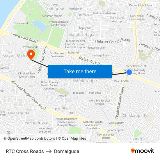 RTC Cross Roads to Domalguda map
