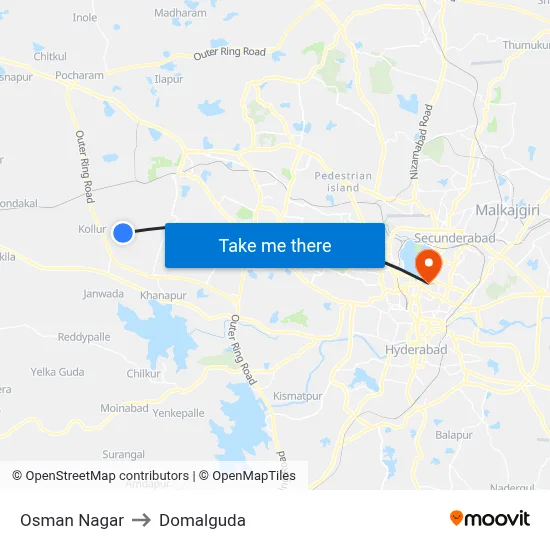 Osman Nagar to Domalguda map